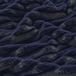 Faux fur wide horizontal stripes – midnight blue, 