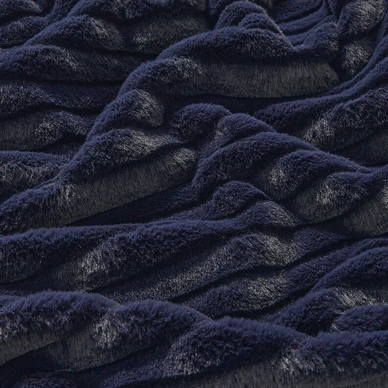Faux fur wide horizontal stripes – midnight blue, image number 2