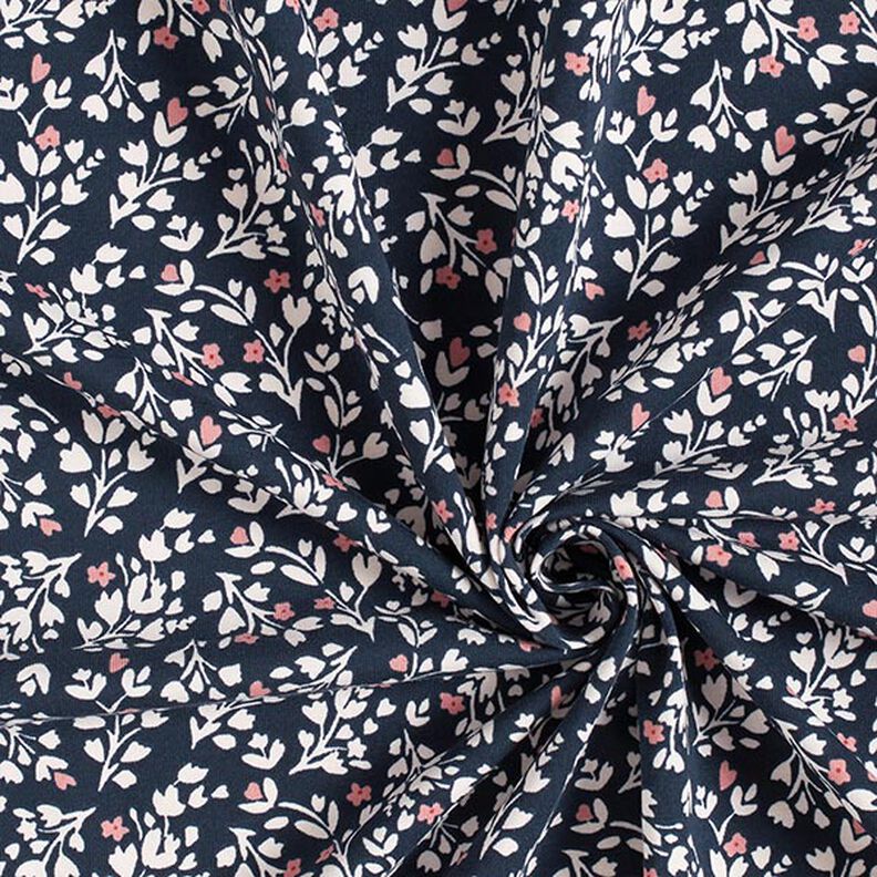Cotton Jersey Sweet Little Flowers with Hearts – navy blue,  image number 3