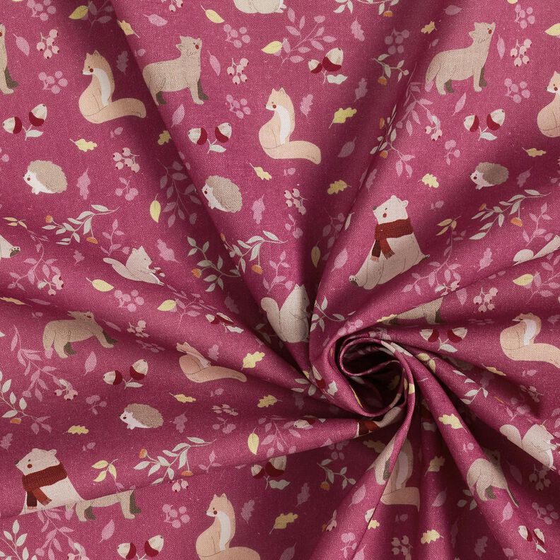 Organic Cotton Poplin autumn forest animals – purple, image number 3