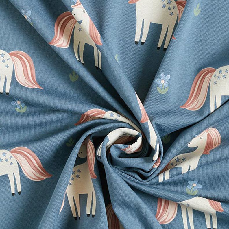 Cotton Jersey Sweet Glitter Unicorns – blue grey,  image number 4