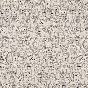 Decor Fabric Half Panama Cartoon Dogs – black/natural, 