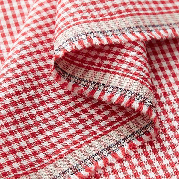 Gingham Stretch Cotton – red/white,  image number 3