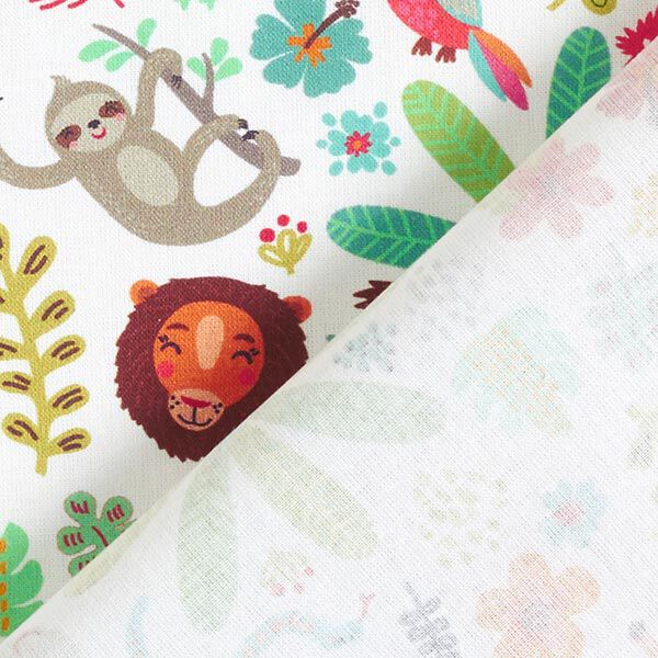 Cotton poplin cockatoo, lion, sloth and co. – white,  image number 4
