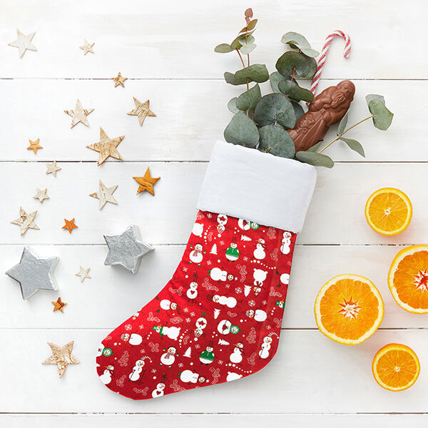 Cotton Cretonne Snowmen – red/white, image number 6