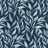 Double Gauze/Muslin Watercolour Leaves Digital Print – navy blue,  thumbnail number 1