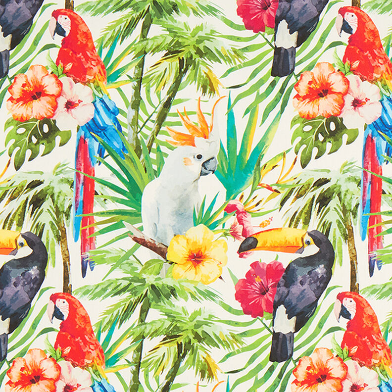 Outdoor Fabric Canvas Tropical birds – white/green,  image number 1