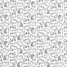 Cotton Cretonne cat sketches – black/ivory,  thumbnail number 1