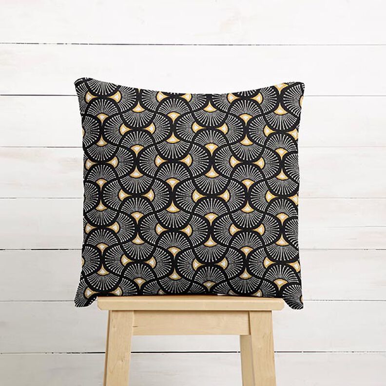 Decor Fabric Jacquard small fans – black/gold,  image number 8