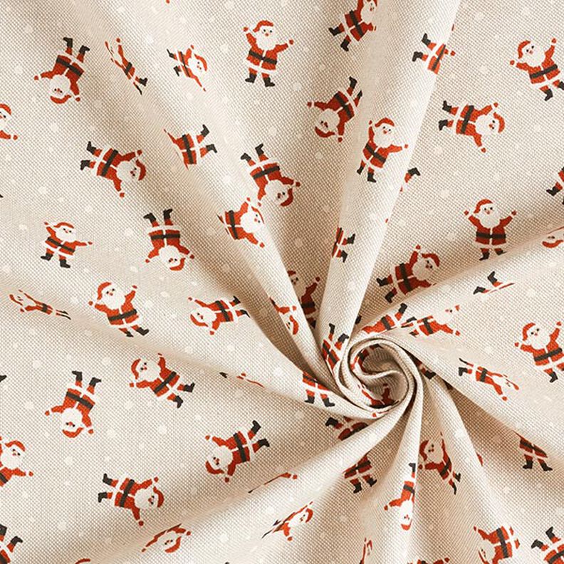 Decorative fabric half Panama mini Santa Clauses – natural, image number 3