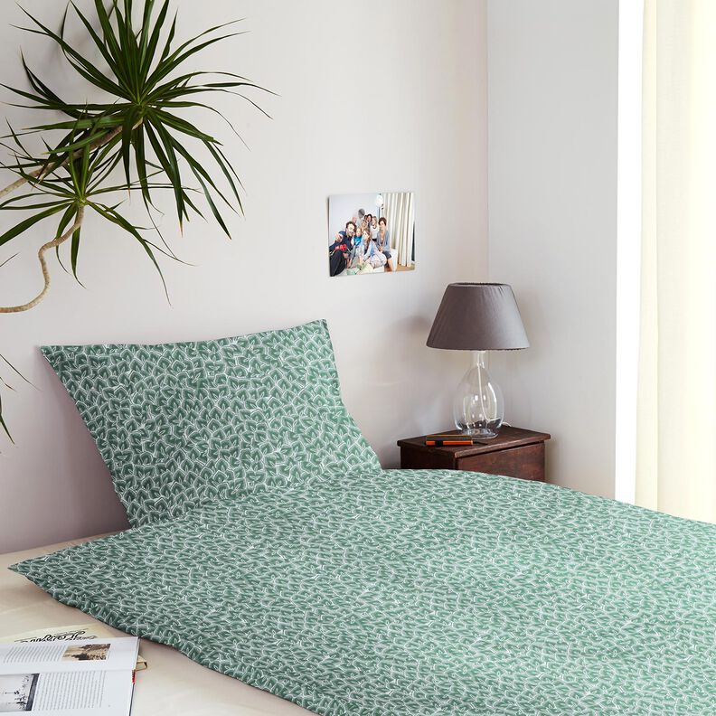 Cotton Cretonne Abstract leaves – sage/ivory,  image number 7