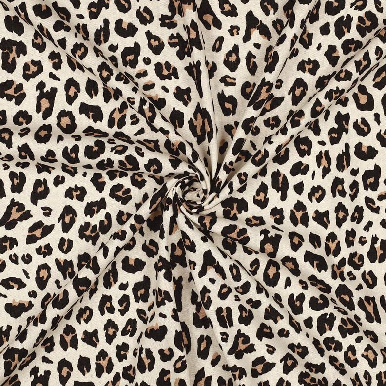 Viscose Linen Blend Leopard Print | Poppy Fabrics – offwhite/black,  image number 3