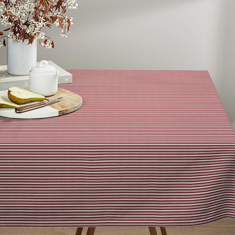 Decor Fabric Half Panama Fine Stripes – burgundy/natural,  image number 8