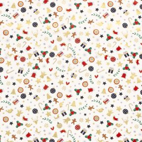 Cotton Poplin small Christmas motifs – light beige/gold, 