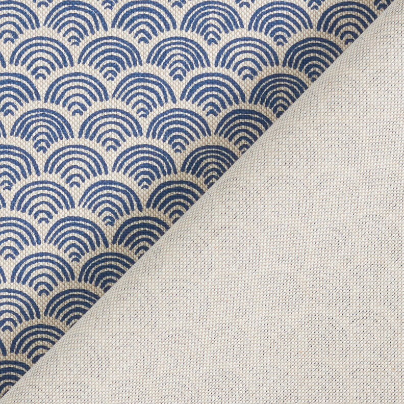 Decor Fabric Half Panama Wavy lines – natural/indigo, image number 4