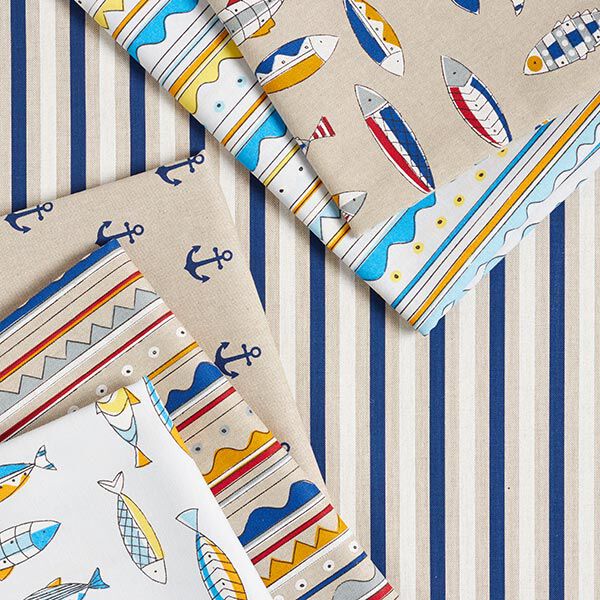 Decor Fabric Half Panama Anchor – navy blue/natural,  image number 5