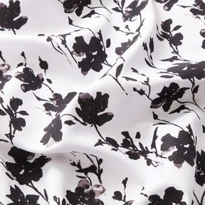 viscose fabric abstract floral print – white/black, 