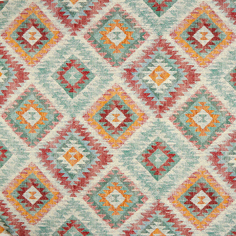 Decor Fabric Tapestry Fabric Ethno Diamonds – light turquoise/light beige,  image number 1
