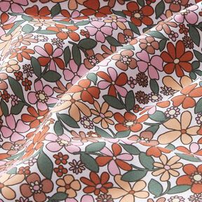 Cotton Cretonne small retro flowers – white/pink, 
