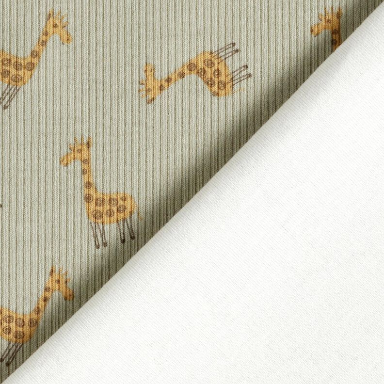 Ribbed Jersey Cute giraffes – khaki, image number 4