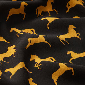 Horses Viscose Crepe – black/mustard, 