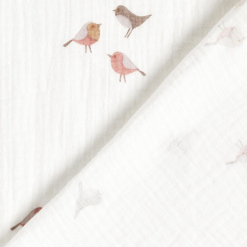 Double Gauze/Muslin Little birds – ivory,  image number 4