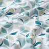 viscose fabric geometric floral pattern – white/aqua blue,  thumbnail number 2