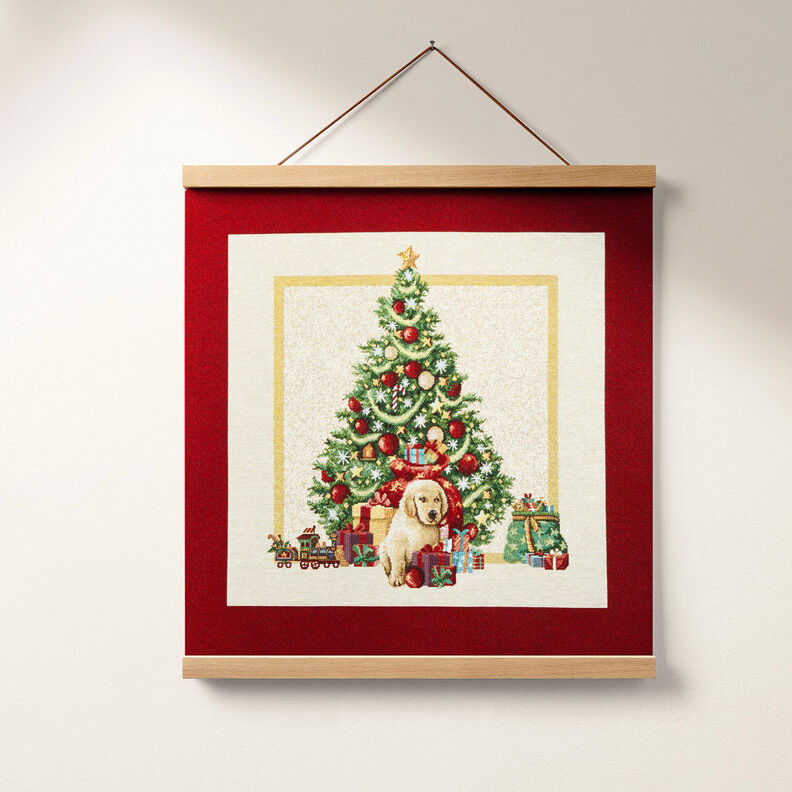 Decorative Panel Tapestry Fabric Holiday Dog – light beige/red,  image number 6