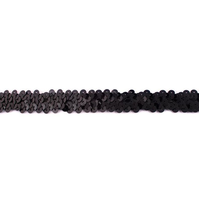 Elasticated Sequinned Trimming [20 mm] – black,  image number 1