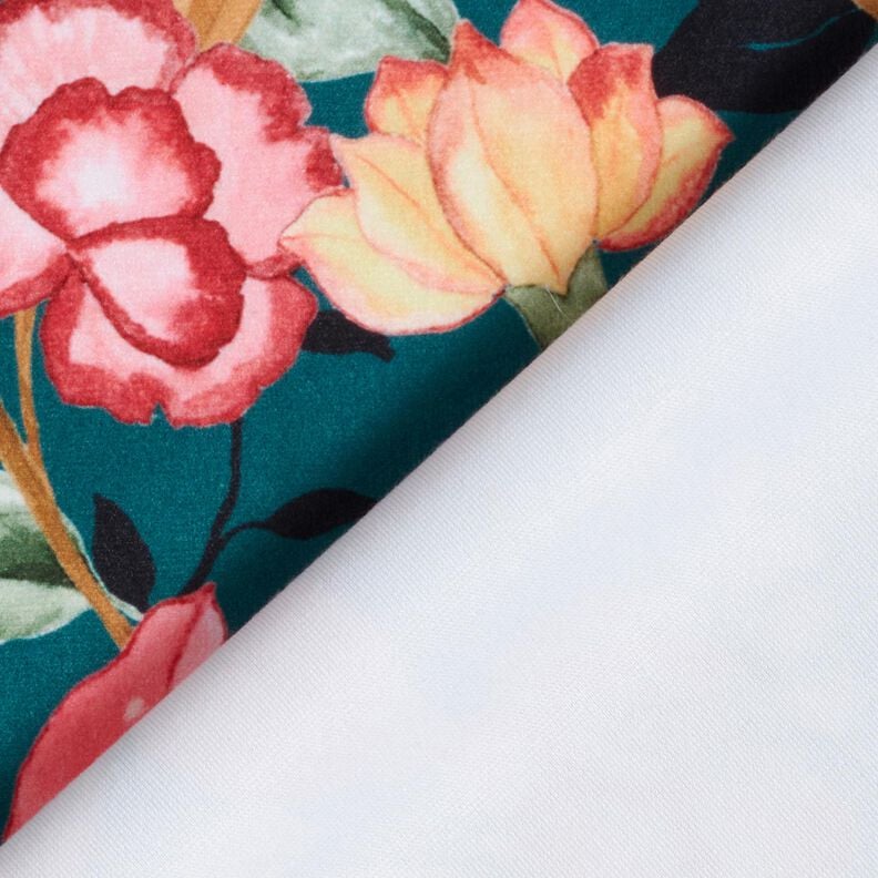 Decor Velvet elegant flowers &ndash; petrol/pink,  image number 4