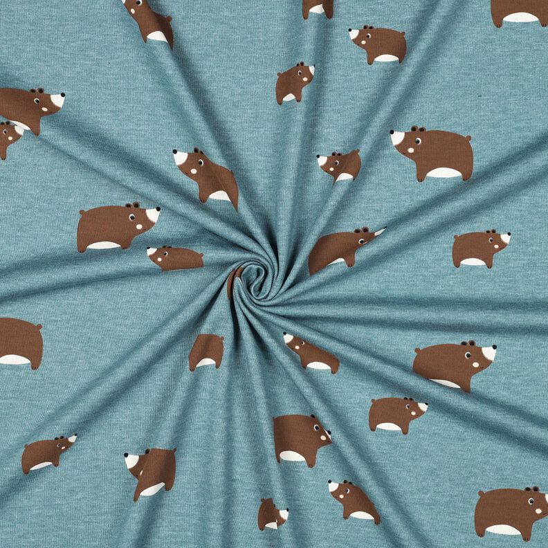 Cotton Jersey Bears | Poppy Fabrics – blue grey/chestnut,  image number 3