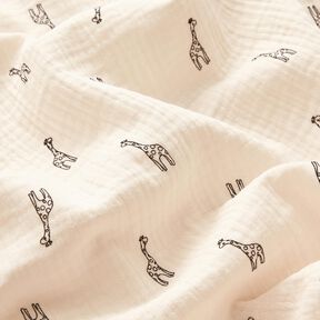 Double Gauze/Muslin Cute giraffes – white, 