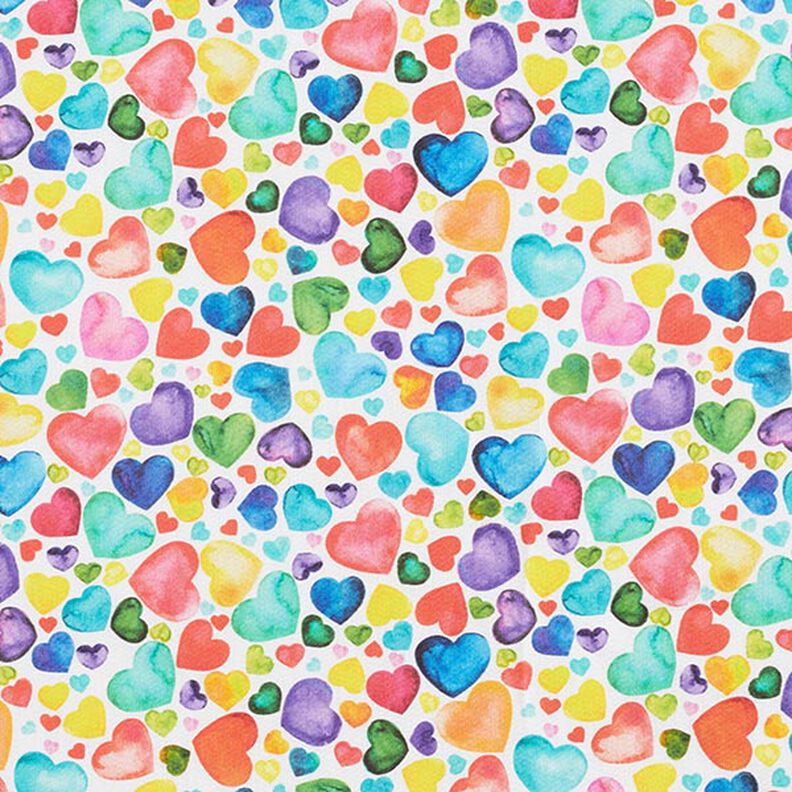 Cotton satin Colourful hearts,  image number 1
