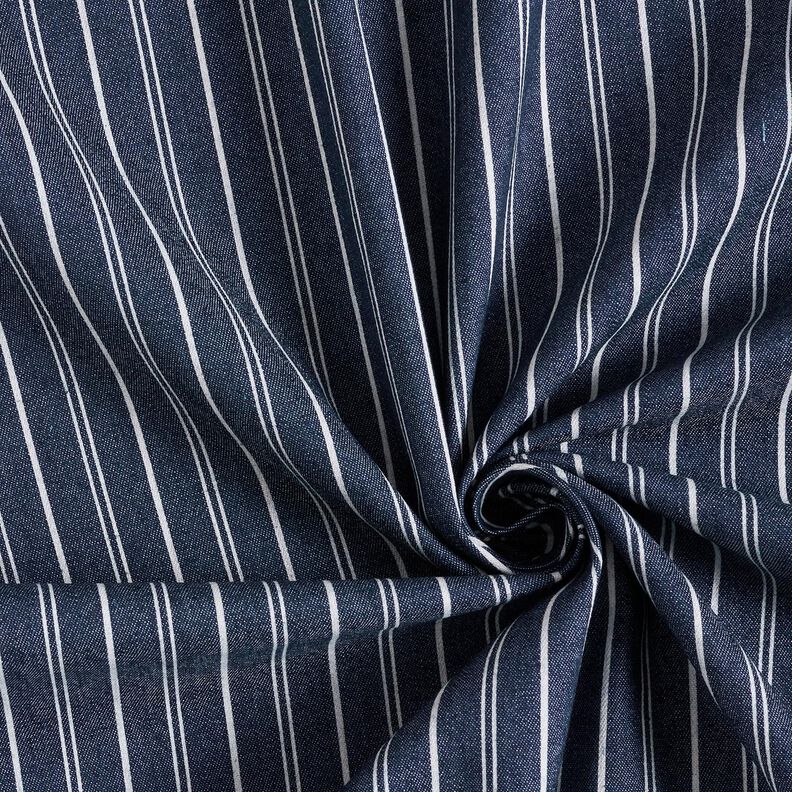 Pinstripes lightweight stretchy denim – navy blue,  image number 4