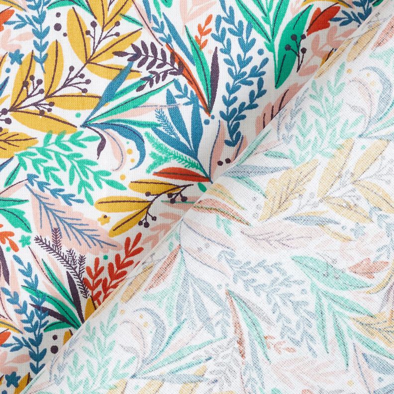 Cotton Cretonne fine leaves and branches – white/light pink, image number 4