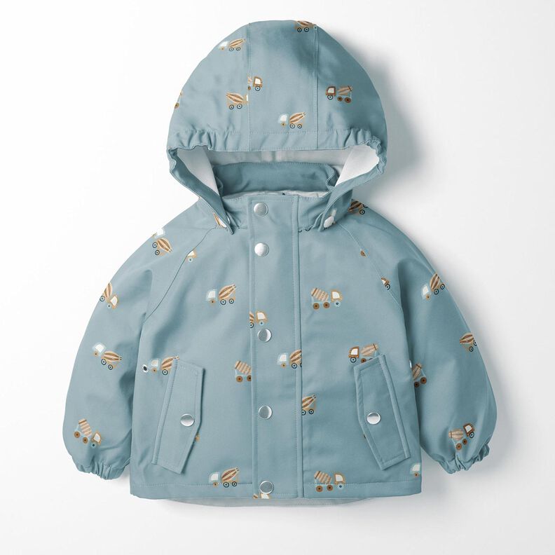 Raincoat Fabric concrete mixer Digital Print – light wash denim blue,  image number 7