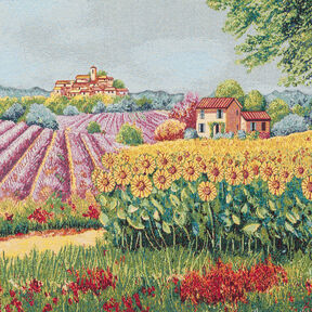 Decorative Panel Tapestry Fabric blooming landscape – carmine/light beige, 