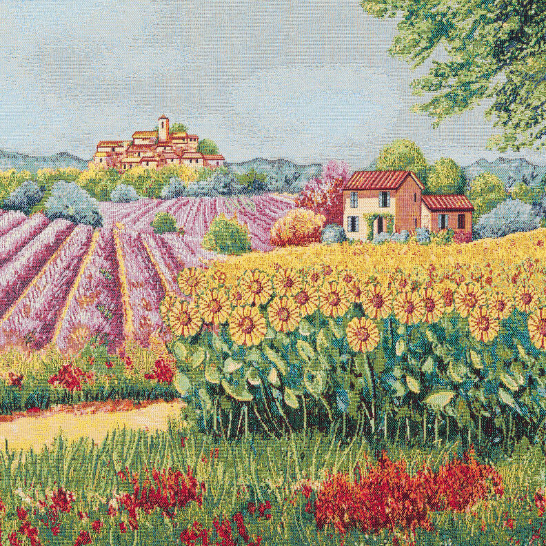 Decorative Panel Tapestry Fabric blooming landscape – carmine/light beige,  image number 1