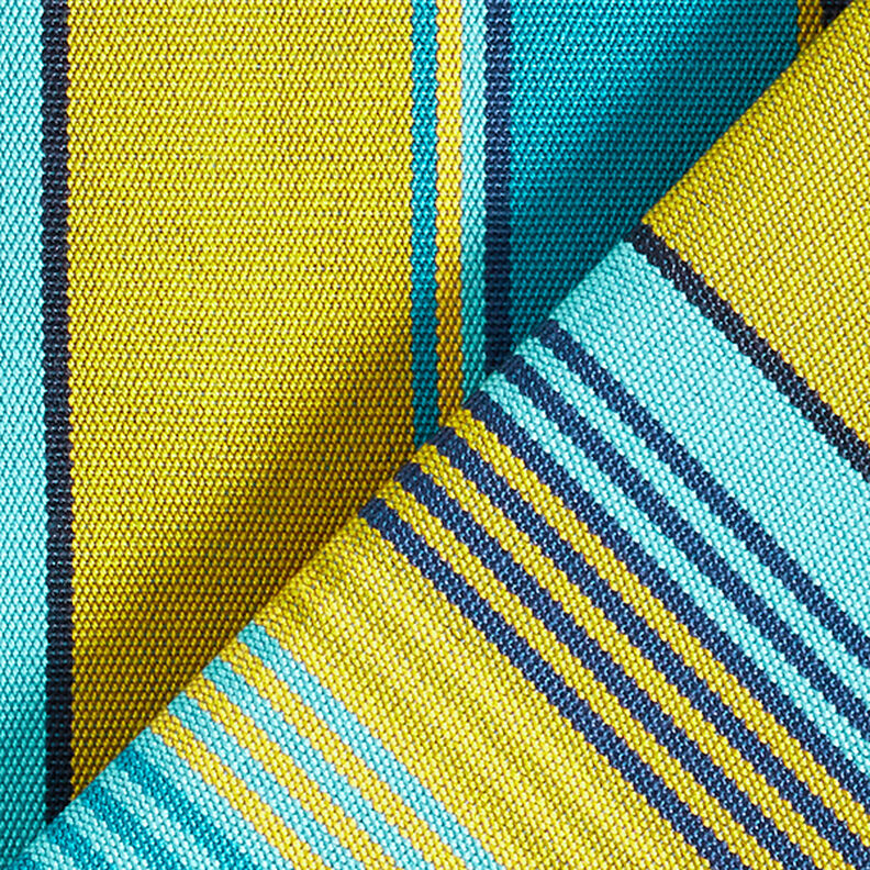 Outdoor Fabric Canvas Stripes – blue/mustard,  image number 4