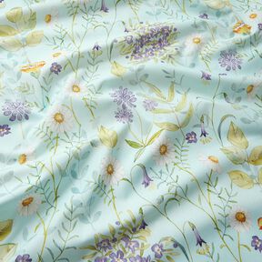 Cotton Poplin wildflowers – pale mint/lavender, 