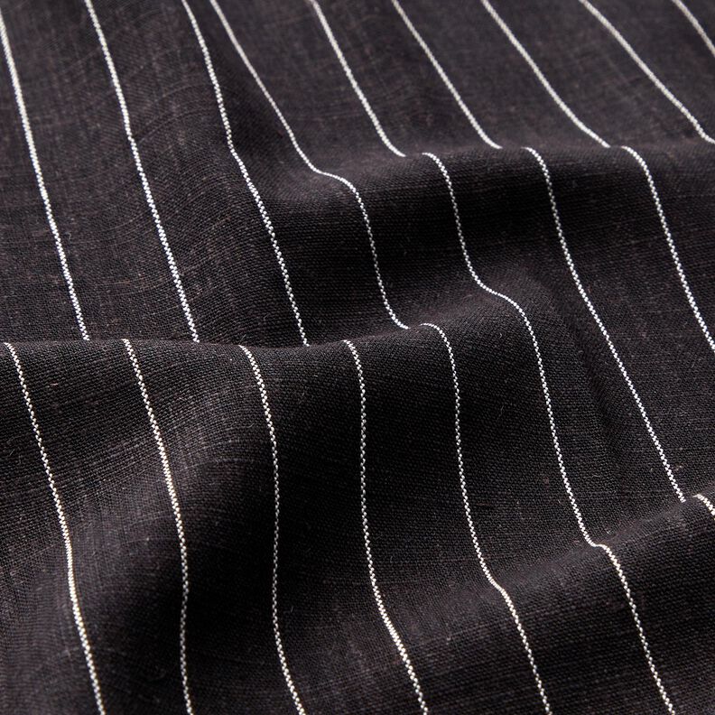 Viscose-linen blend wide pinstripes – black,  image number 2