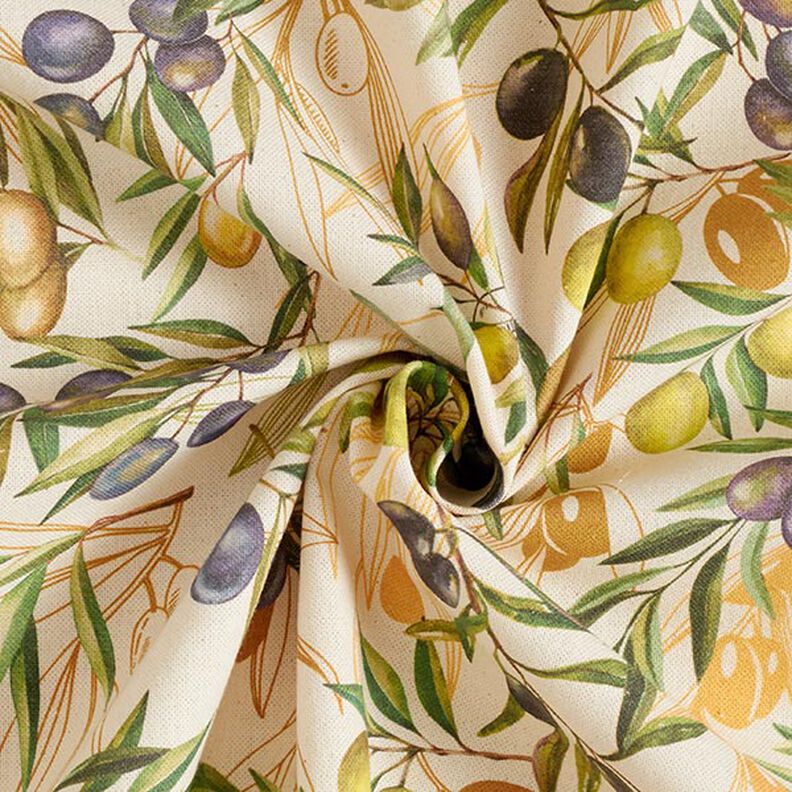 Decorative fabric, half panama olive branches, recycled – light beige,  image number 3