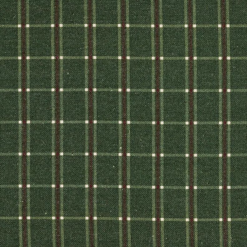 Decor Fabric Half Panama elegant check – fir green/carmine,  image number 1
