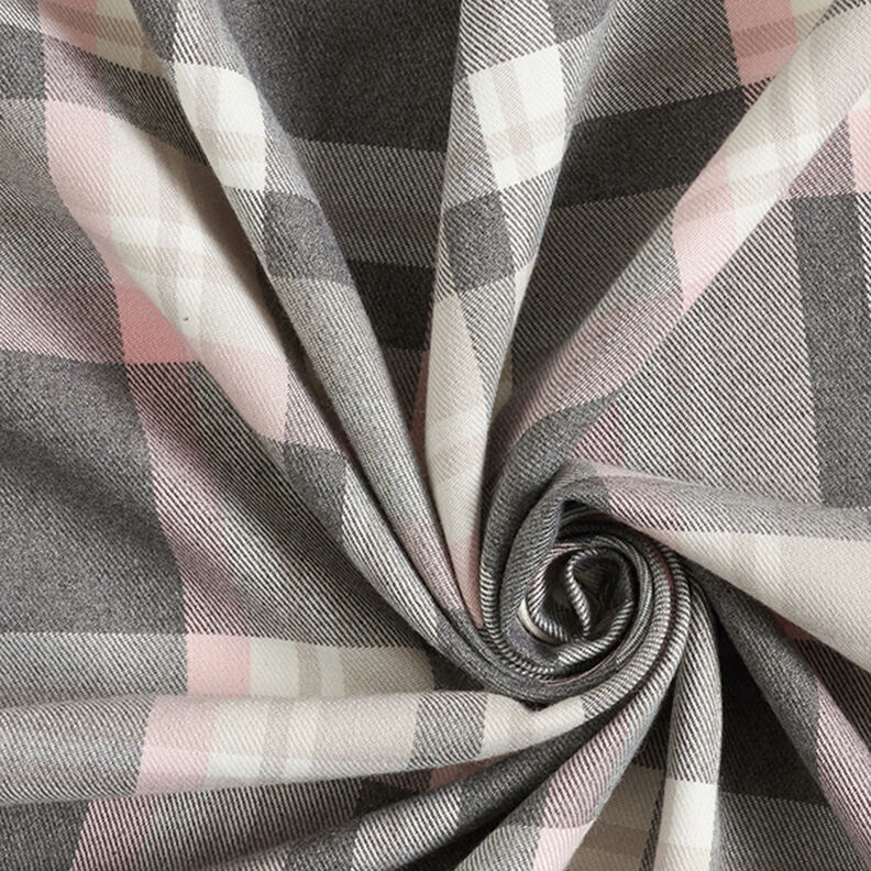 Stretch Trouser Fabric Tartan – slate grey/rosé,  image number 3