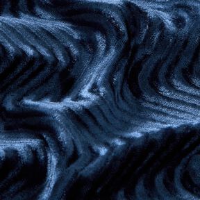Stretch velvet embossed waves – navy blue, 