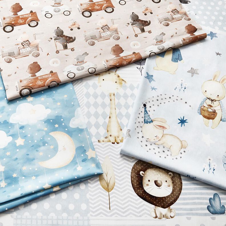 Decor Fabric Cotton Twill Moon and Stars Digital Print – light blue,  image number 5
