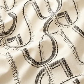 Decor Fabric Half Panama artistic lines – natural/black, 