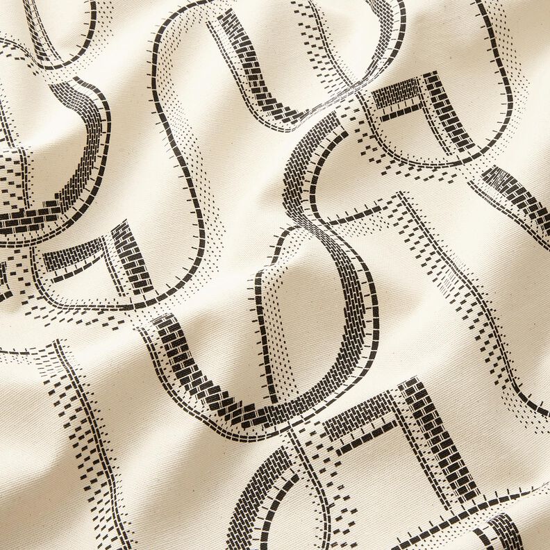 Decor Fabric Half Panama artistic lines – natural/black, image number 2
