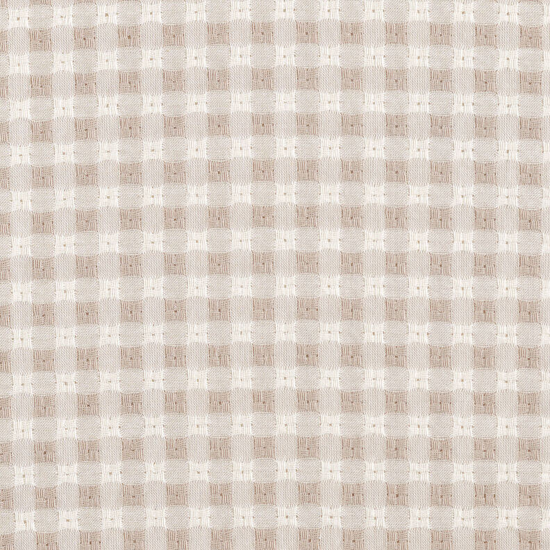 Textured check cotton fabric – white/cashew,  image number 1