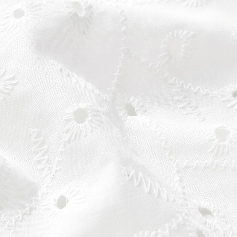 Flower tendrils broderie anglaise cotton fabric – white,  image number 2